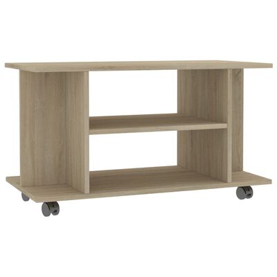 vidaXL TV Cabinet with Castors Sonoma Oak 31.5"x15.7"x15.7" Engineered Wood