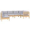 vidaXL Garden Lounge Set Grey Solid pine wood, fabric (100% polyester)