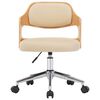 vidaXL Office Chair Cream Faux leather, bentwood, metal Adjustable