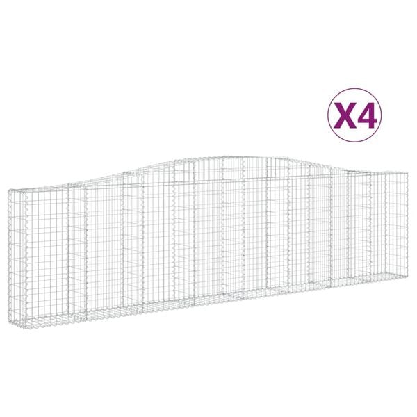 vidaXL Gabion Basket Set of 4 Silver Galvanized Iron Large Durable