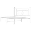 vidaXL Bed Frame White Powder-Coated Steel Twin Bed Frame Rectangular