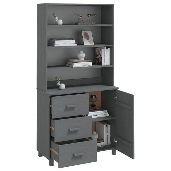 vidaXL Highboard Set of 2 Dark grey Solid pine wood, MDF Large