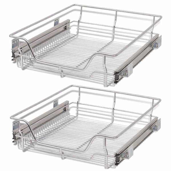 vidaXL Pull-Out Wire Baskets 2 pcs Silver 19.7"