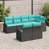 vidaXL Garden Sofa Set 7 pcs Black and turquoise Poly Rattan