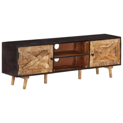 vidaXL TV Cabinet 55.1"x11.8"x18.1" Rough Mango Wood and Solid Acacia Wood