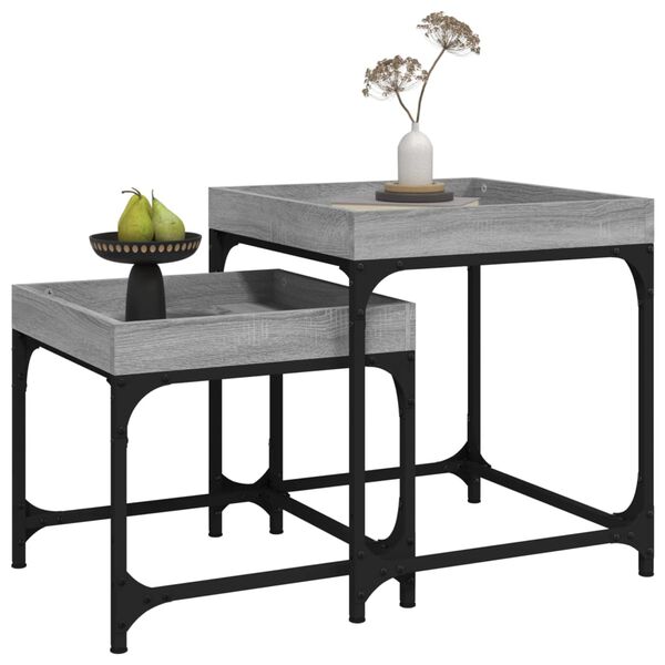 vidaXL Side Table Grey sonoma Engineered wood, steel Small