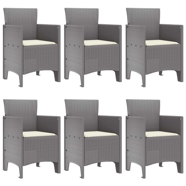 vidaXL Garden Dining Set 7 pcs Light Grey Polt rattan