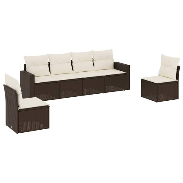 vidaXL Garden Sofa Set Brown, Cream white