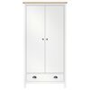vidaXL Wardrobe White and Honey Brown Solid Pine Wood 35.0x19.7x67.0 in