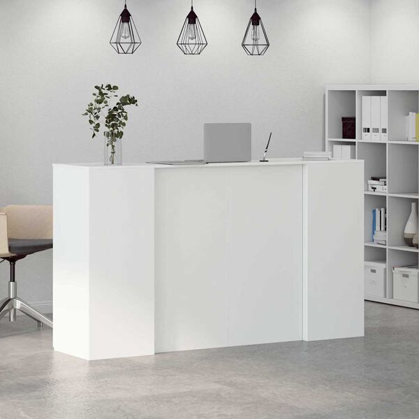 vidaXL Reception Desk White Engineered wood Large Reception Desk