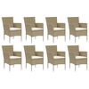 vidaXL Dining Set Beige chair, Cream cushion, Black table