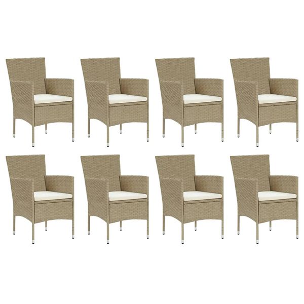 vidaXL Dining Set Beige chair, Cream cushion, Black table