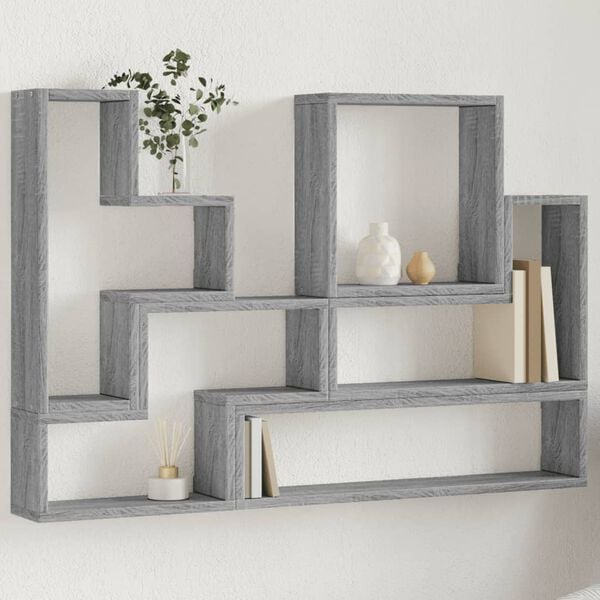 vidaXL Wall Shelf Gray Sonoma Engineered wood Large Wall Shelf