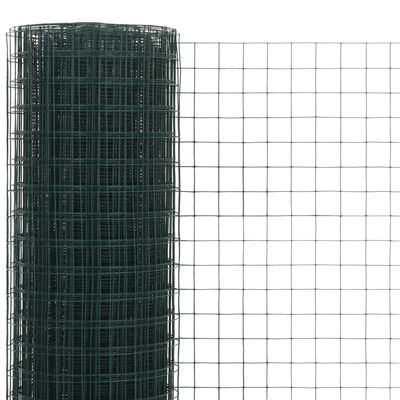vidaXL Chicken Wire Fence Steel with PVC Coating 82'x4.9' Green