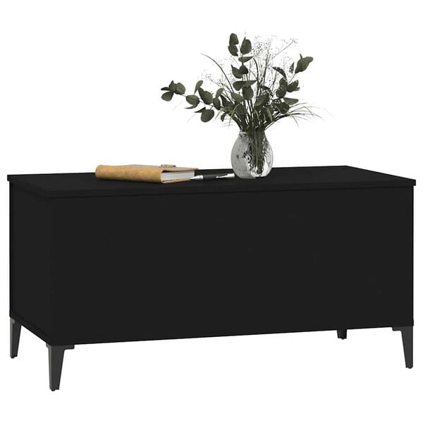 vidaXL Coffee Table Black Engineered wood, metal Medium