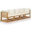 vidaXL Garden Sofa Cream Solid Acacia wood, Polyester 4-seater Modular