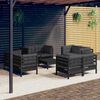 vidaXL Garden Lounge Set Black Solid pinewood, fabric (100% polyester)