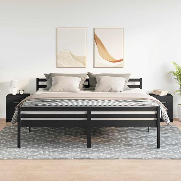 vidaXL Bedside Cabinet Set of 2 Black Engineered wood Medium