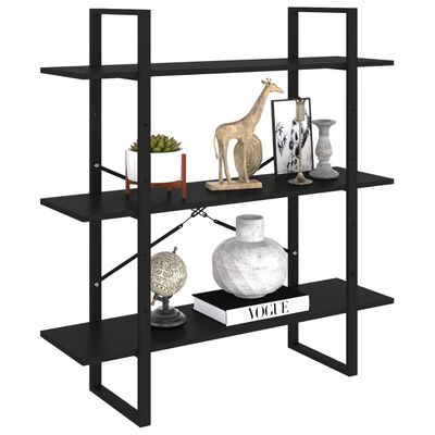vidaXL Book Cabinet Black 39.4"x11.8"x41.3" Engineered Wood