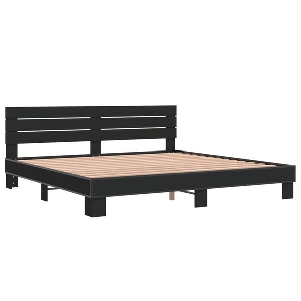 vidaXL Bed Frame Black Engineered Wood Double Modern Bed Frame