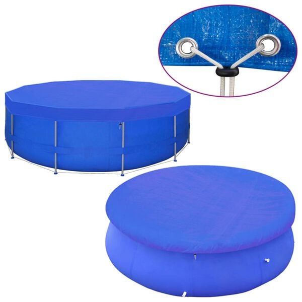vidaXL Pool Cover Set of 2 Dark blue Polyethylene 21.3 ft diameter