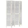vidaXL Room Divider 4 Panels White Solid Wood Paulownia
