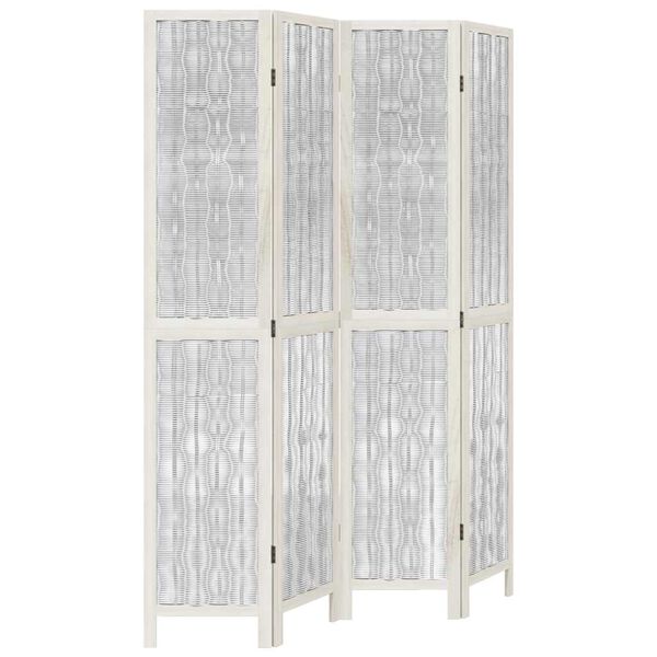 vidaXL Room Divider 4 Panels White Solid Wood Paulownia
