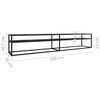 vidaXL TV Cabinet Black, Black Marble Tempered Glass, Powder-Coated Steel