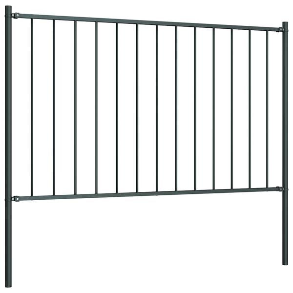 vidaXL Fence Panel with Posts Powder-coated Steel 5.9 ft x 2.5 ft Anthracite