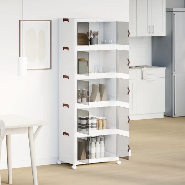 vidaXL Stackable Storage Box with Wheels 5-Tier 19.8 gal 25.2x15.7x70.5"