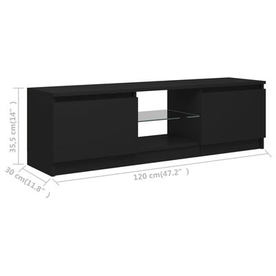 vidaXL TV Cabinet with LED Lights Black 47.2"x11.8"x14"