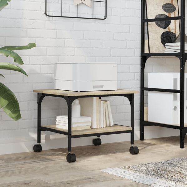 vidaXL Printer Stand 2-Tier Sonoma Oak 19.7"x15.7"x15" Engineered Wood