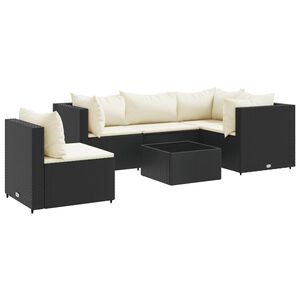 vidaXL Patio Lounge Set Black and Cream White