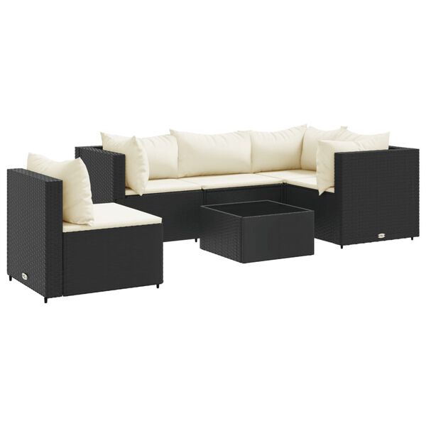 vidaXL Patio Lounge Set Black and Cream White