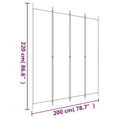 vidaXL 4-Panel Room Divider Anthracite 78.7"x86.6" Fabric