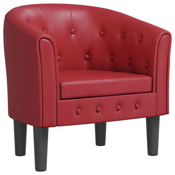 vidaXL Tub Chair Wine Red Faux Leather