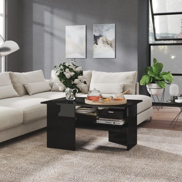 vidaXL Coffee Table High gloss black Engineered wood Medium Coffee Table