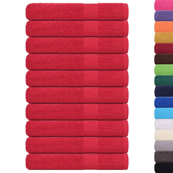 vidaXL Sauna Towel Set of 10 Red 100% Cotton 31.5 x 78.7 in Bath Towel