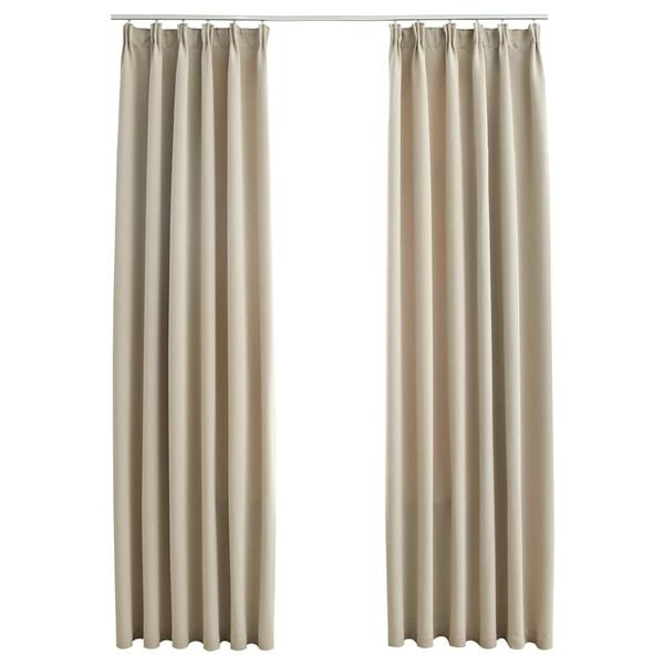 vidaXL Blackout Curtains with Hooks 2 pcs Beige 55.1x68.9"