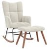 vidaXL Rocking Chair With Stool Cream White Velvet Medium Rocking Chair