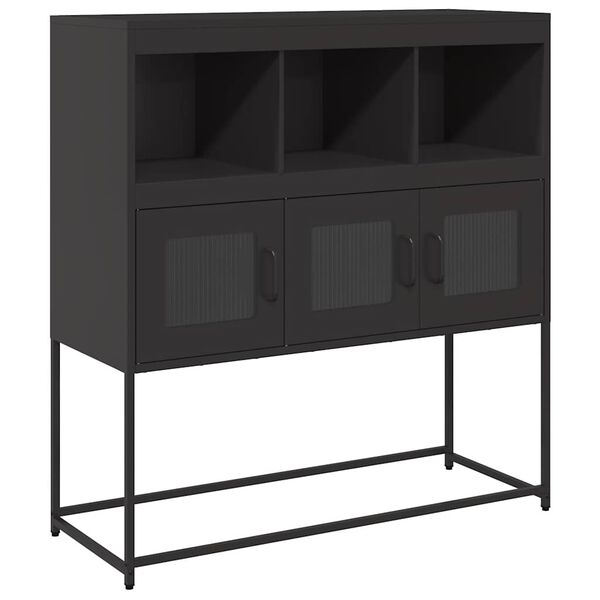 vidaXL Sideboard Black Cold-rolled steel Medium Sideboard Rectangular