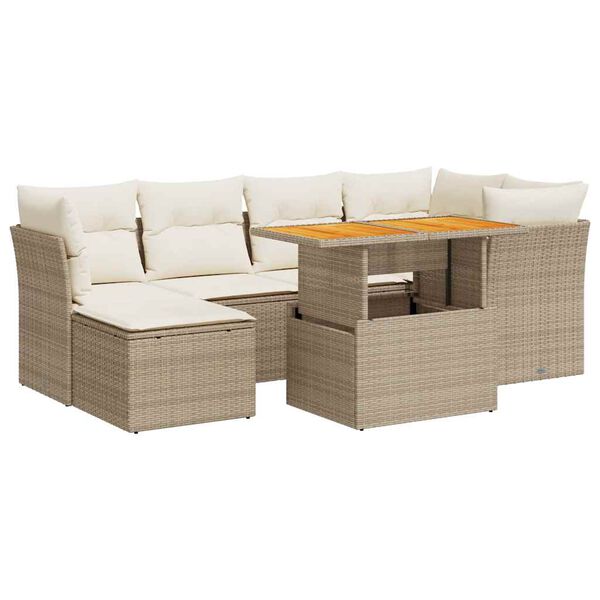 vidaXL Garden Sofa Set Beige and Cream White Poly Rattan Large