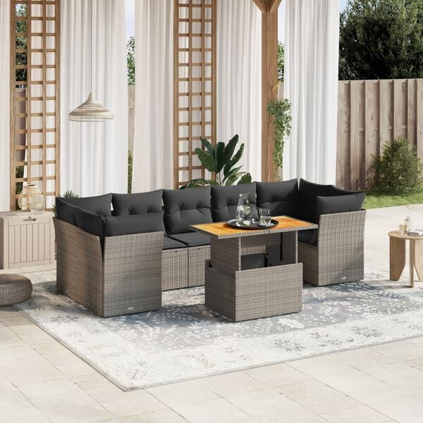 vidaXL Garden Sofa Set Grey
