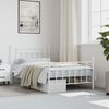 vidaXL Bed Frame White Powder-Coated Steel Twin Bed Frame Rectangular