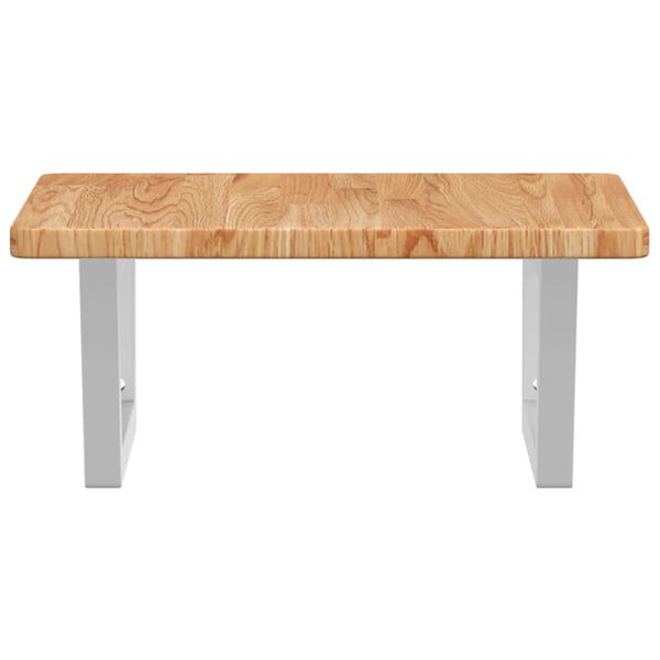 vidaXL Basin Shelf Light brown and white Solid oak wood, Steel Medium