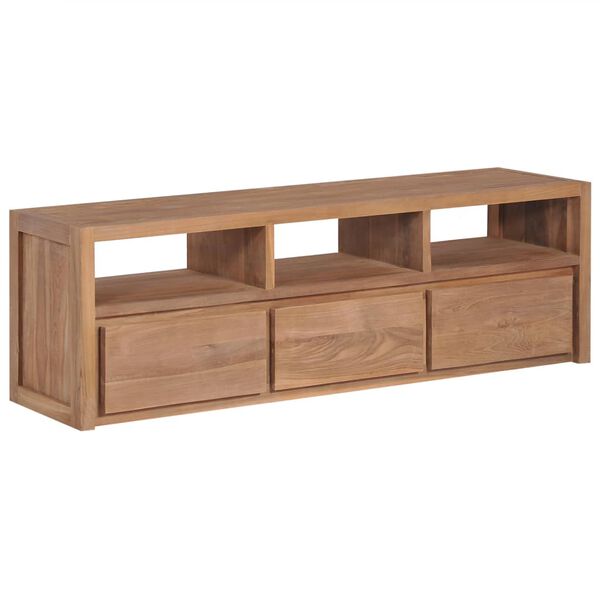 vidaXL TV Cabinet Natural Solid teak wood Medium TV Cabinet