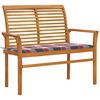 vidaXL Patio Bench Red Check Pattern Cushion 44.1 " Solid Teak Wood