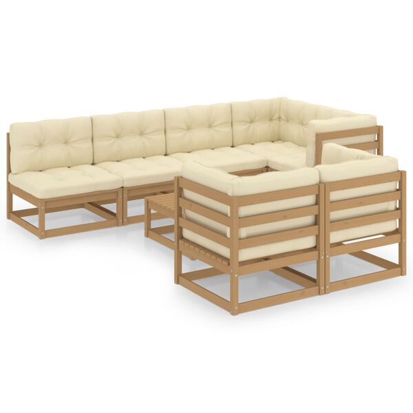 vidaXL Garden Lounge Set Honey brown Solid pine wood Large Modular