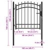 vidaXL Fence Gate with Spikes Steel 40.6x38.2" Black