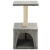vidaXL Cat Tree Grey Particle board frame, soft plush, sisal rope